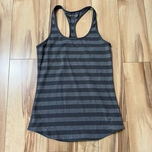 Yogasmoga Racer Back Tank Top Sz 6 Black And Gray Stripes